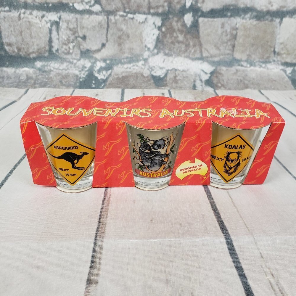 Australia Shot Glasses Set of 3 Souvenirs  Koala